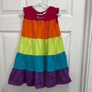 Hanna Andersson Rainbow Tiered Dress in Fuchsia, Orange, Lime, Teal & Purple